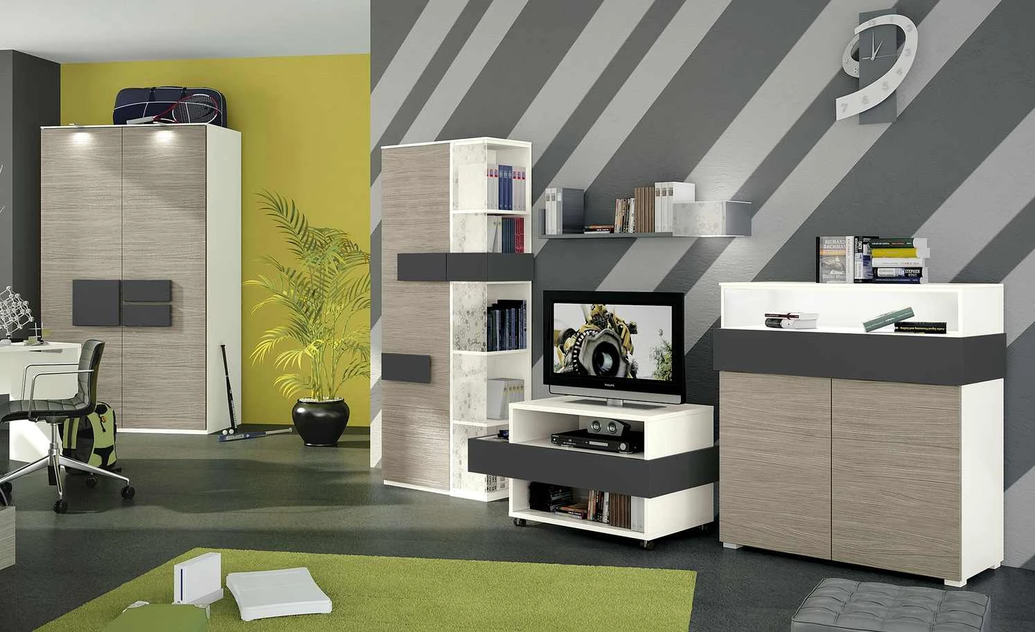 Highboard 2-türig Holly | Treibholz (Nachbildung) / Weiß / Anthrazit 1 Highboard 2-türig Holly | Treibholz (Nachbildung) / Weiß / Anthrazit