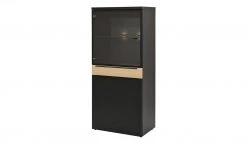 now! by hülsta Highboard now! touch | Schwarz / Samteiche Natur (Nachbildung) links