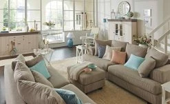 Highboard Bornholm | Kiefer Weiß / Kiefer lavafarben