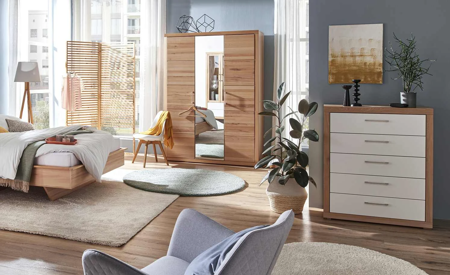 smart Kommode Oslo | Kernbuche (Nachbildung) / Weiß 2 smart Kommode Oslo | Kernbuche (Nachbildung) / Weiß – Bild 2