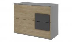 Kommode Holly | Mittelgrau / Hickory (Nachbildung) / Anthrazit