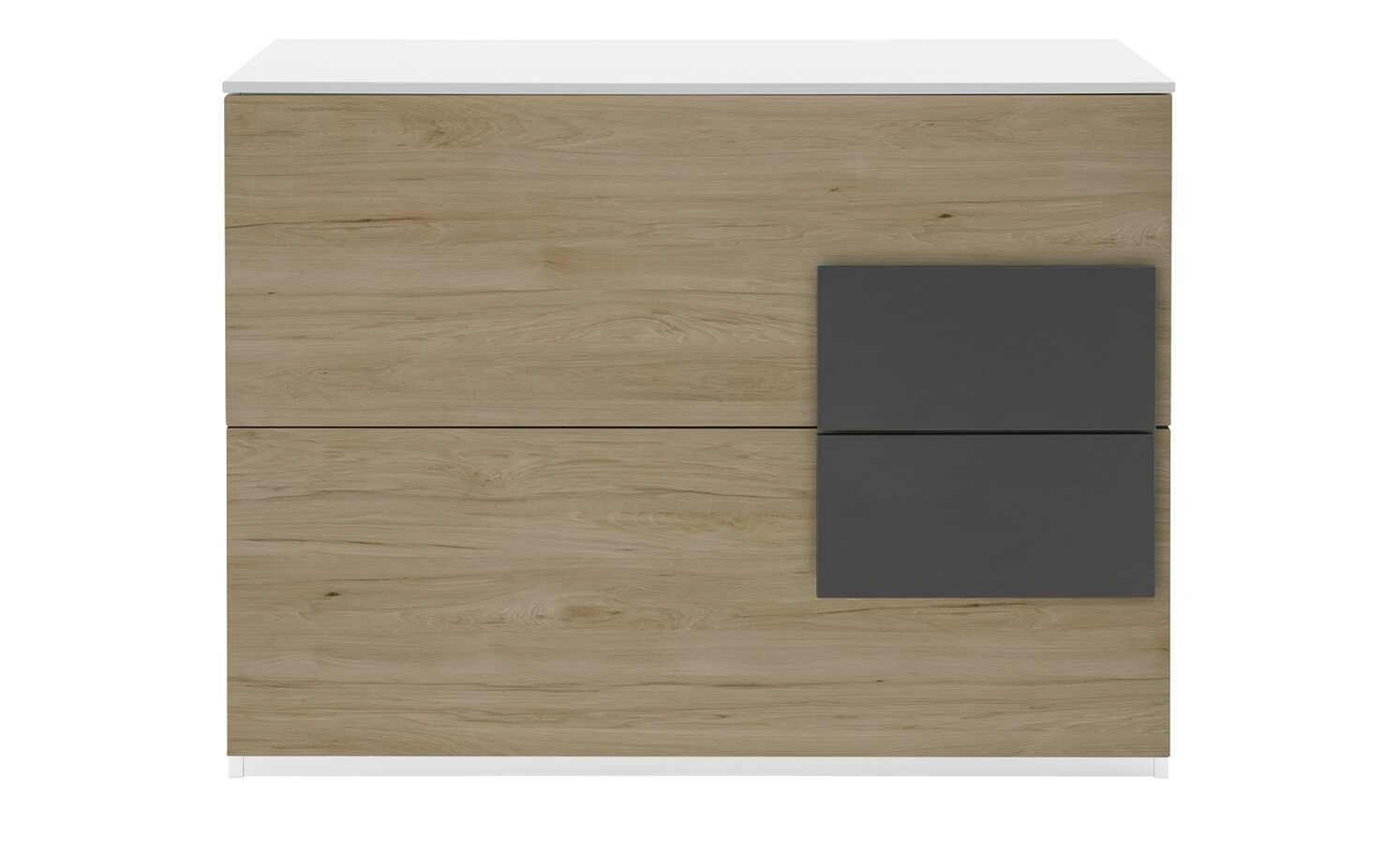 Kommode Holly | Weiß / Hickory (Nachbildung) / Anthrazit 2 Kommode Holly | Weiß / Hickory (Nachbildung) / Anthrazit – Bild 2