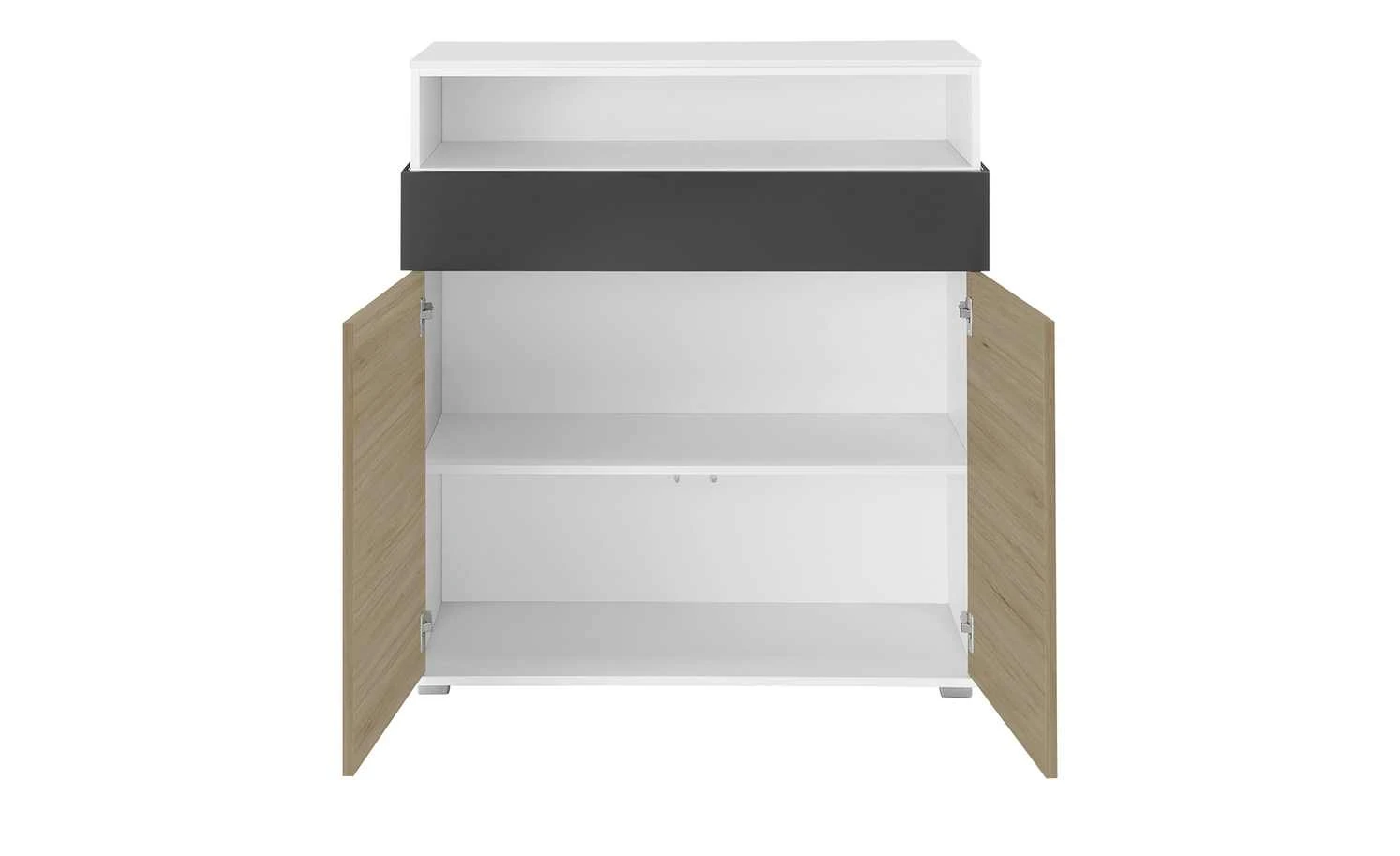 Highboard 2-türig Holly | Weiß / Hickory (Nachbildung) / Anthrazit 4 Highboard 2-türig Holly | Weiß / Hickory (Nachbildung) / Anthrazit – Bild 4