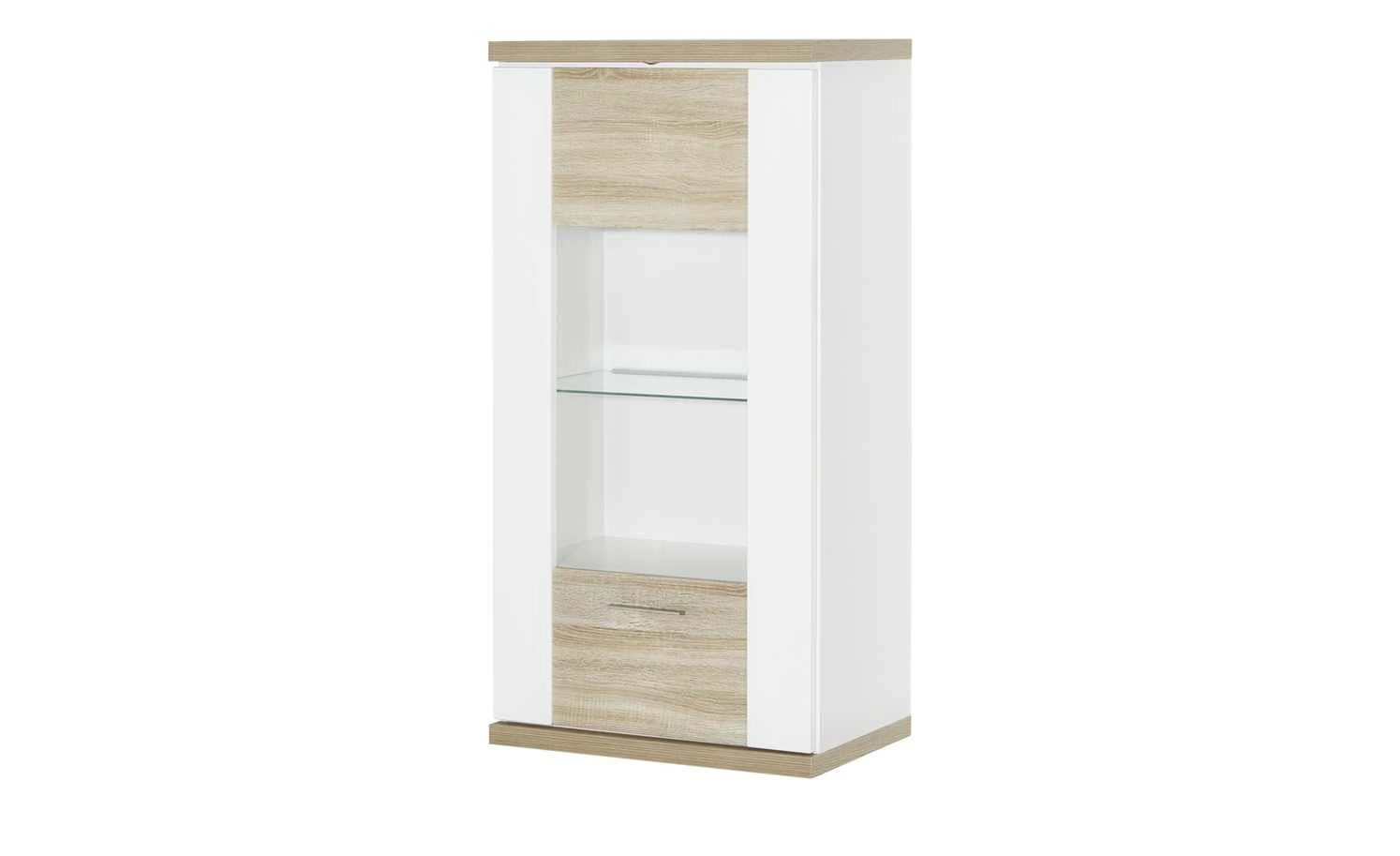 uno Hängevitrine Titan | Weiß / Eiche sägerau (Nachbildung) links Spotbeleuchtung 3 uno Hängevitrine Titan | Weiß / Eiche sägerau (Nachbildung) links Spotbeleuchtung – Bild 3