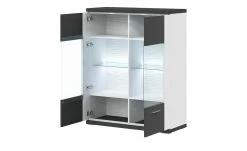 uno Hängevitrine Titan | Weiß / Graphit (Nachbildung) mit Front- und Glasbodenbeleuchtung -Kommode & Sideboards Verkäufe 12200214 3 202106091239