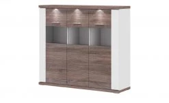 uno Highboard Titan | Weiß / Eiche Trüffel (Nachbildung) Spotbeleuchtung