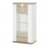 uno Vitrine Titan | Weiß / Eiche sägerau (Nachbildung) links Spotbeleuchtung