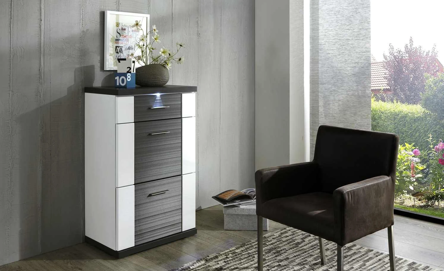 uno Kommode Titan | Weiß / Graphit (Nachbildung) 1 uno Kommode Titan | Weiß / Graphit (Nachbildung)