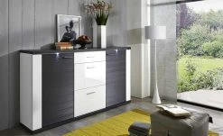 uno Sideboard Titan | Weiß / Graphit (Nachbildung)