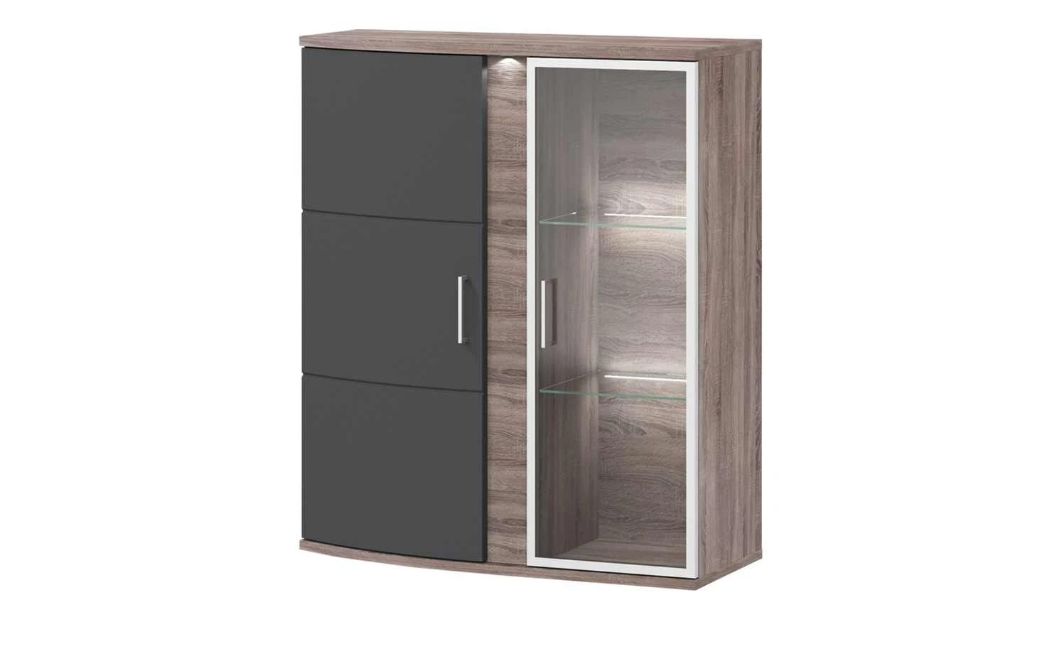 uno Hängevitrine Onyx | Graphitgrau / Eiche Trüffel sägerau (Nachbildung) Spotbeleuchtung Glastür rechts 1 uno Hängevitrine Onyx | Graphitgrau / Eiche Trüffel sägerau (Nachbildung) Spotbeleuchtung Glastür rechts