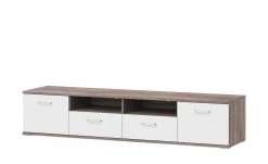 uno Lowboard Onyx | Weiß / Eiche Trüffel sägerau (Nachbildung)