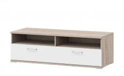 uno Lowboard Onyx | Weiß / Eiche sägerau (Nachbildung)