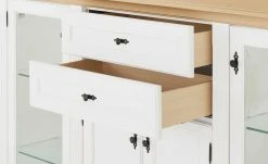 maison bleue Highboard Petit Chalet | Weiß / Asteiche mit Glastüren -Kommode & Sideboards Verkäufe 12202659 5 202206232232