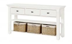 maison bleue Anrichte Petit Chalet | Vintage Weiß / Vintage Weiß mit Flechtkörben