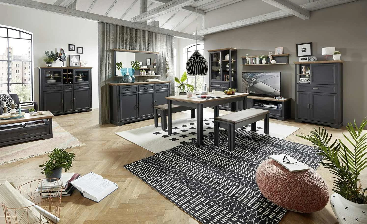 Stauraumelement Varese | Graphitgrau / Asteiche (Nachbildung) 2 Stauraumelement Varese | Graphitgrau / Asteiche (Nachbildung) – Bild 2