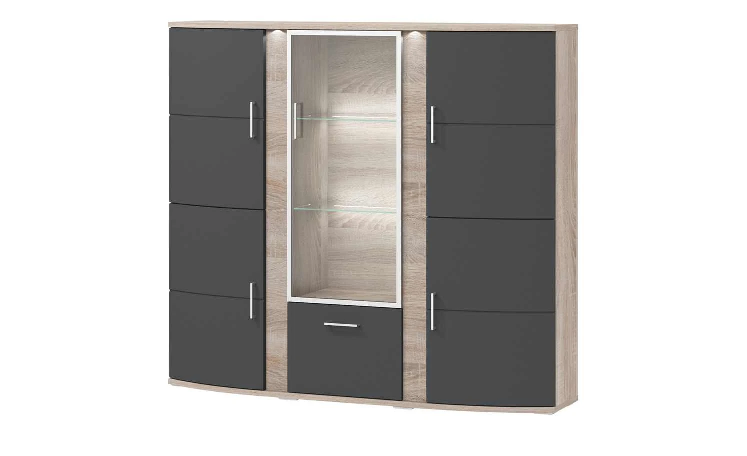 uno Highboard Onyx | Graphitgrau / Eiche sägerau (Nachbildung) Spotbeleuchtung 1 uno Highboard Onyx | Graphitgrau / Eiche sägerau (Nachbildung) Spotbeleuchtung