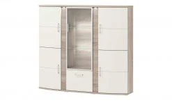 uno Highboard Onyx | Vanille / Eiche sägerau (Nachbildung) Spotbeleuchtung