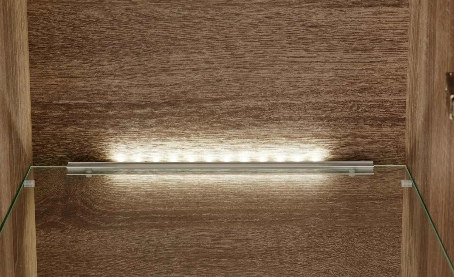 uno Highboard Onyx | Graphitgrau / Eiche Trüffel sägerau (Nachbildung) Spot- und Glaskantenbeleuchtung 2 uno Highboard Onyx | Graphitgrau / Eiche Trüffel sägerau (Nachbildung) Spot- und Glaskantenbeleuchtung – Bild 2