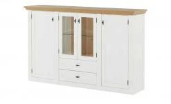 maison bleue Highboard Petit Chalet | Weiß / Asteiche mit Glasboden