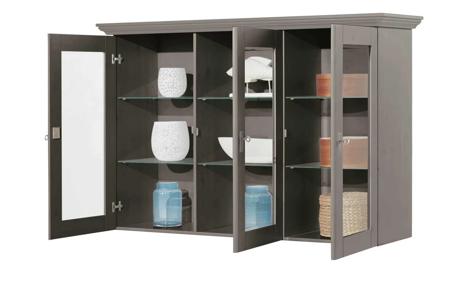 maison bleue Vitrinenaufsatz für Sideboard Florian | Grau 2 maison bleue Vitrinenaufsatz für Sideboard Florian | Grau – Bild 2