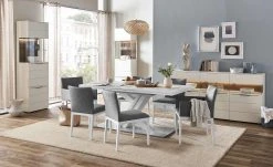 Berger & Rath Vitrine Claro | Weiß-Creme links Sichtbare Rückwand gesandstrahlt