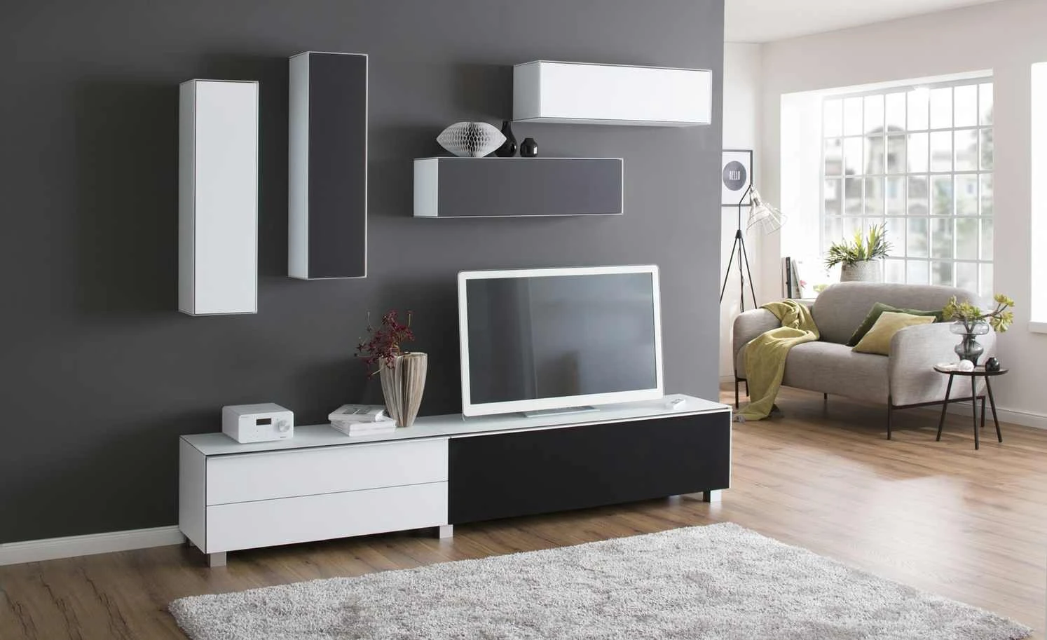 Lowboard Soundbase L | Weiß / Schwarz 1 Lowboard Soundbase L | Weiß / Schwarz