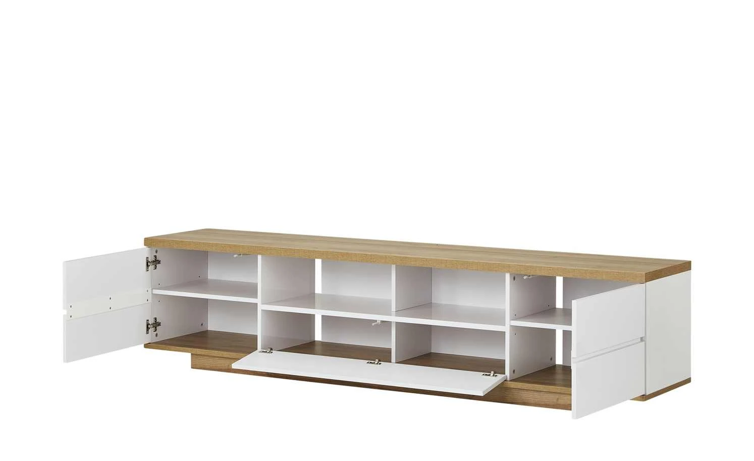 TV-Bank Meßbach III | Weiß / Riviera Eiche (Nachbildung) 2 TV-Bank Meßbach III | Weiß / Riviera Eiche (Nachbildung) – Bild 2