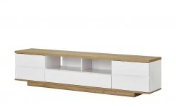 TV-Bank Meßbach III | Weiß / Riviera Eiche (Nachbildung)