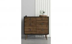 Kommode Rye | Walnuss (Nachbildung) / Schwarz 102|cm -Kommode & Sideboards Verkäufe 13100447 2 202110281301