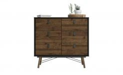 Kommode Rye | Walnuss (Nachbildung) / Schwarz 102|cm -Kommode & Sideboards Verkäufe 13100447 3 202110281301