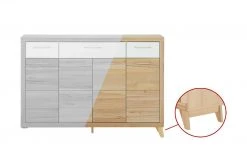 smart Highboard Oslo | Kernbuche (Nachbildung) / Kernbuche / Weiß