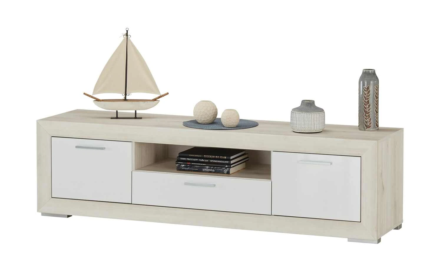 Lowboard Fiesta | Eiche hell (Nachbildung) / Weiß 2 Lowboard Fiesta | Eiche hell (Nachbildung) / Weiß – Bild 2