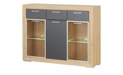 Highboard Fiesta | Asteiche (Nachbildung) / Grau -Kommode & Sideboards Verkäufe 13206544 3 202206222231