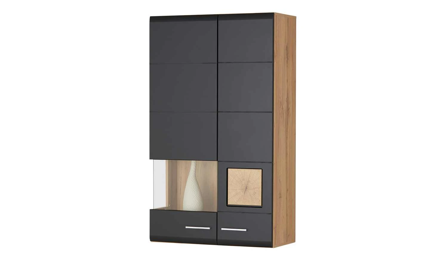 Hängevitrine Cortina | Schwarz / Eiche Altholz (Nachbildung) 1 Hängevitrine Cortina | Schwarz / Eiche Altholz (Nachbildung)