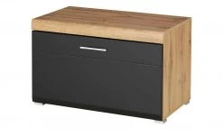 Lowboard klein Cortina | Eiche Altholz (Nachbildung) / Schwarz