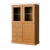 maison bleue Highboard Florian | bernsteinfarben / Weiß Türen mit Glaseinsatz