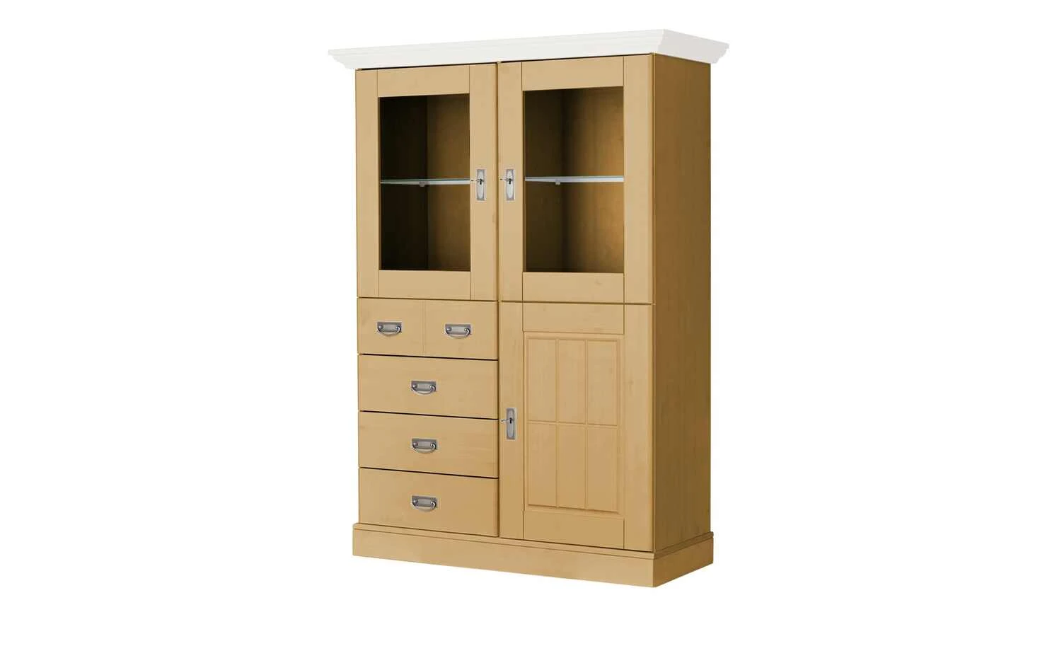 maison bleue Highboard Florian | laugenfarben / Weiß Türen mit Glaseinsatz 1 maison bleue Highboard Florian | laugenfarben / Weiß Türen mit Glaseinsatz