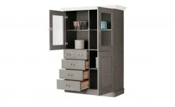 maison bleue Highboard Florian | Grau / Weiß Türen mit Glaseinsatz -Kommode & Sideboards Verkäufe 13231817 9 202108131411