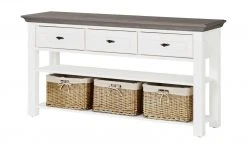 maison bleue Anrichte Petit Chalet | Weiß / Graphit (Grau) mit Flechtkörben