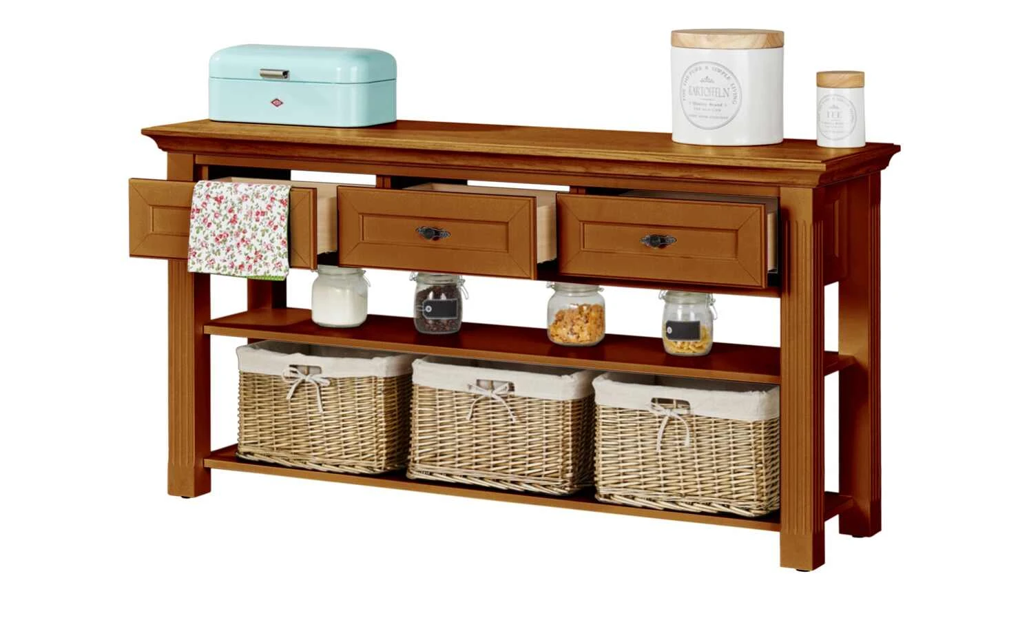 maison bleue Anrichte Petit Chalet | Cognac antik / Cognac antik mit Flechtkörben 8 maison bleue Anrichte Petit Chalet | Cognac antik / Cognac antik mit Flechtkörben – Bild 8