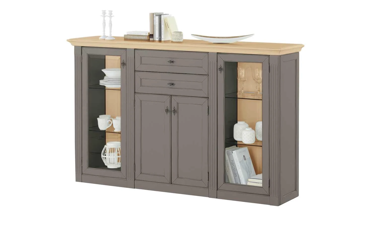 maison bleue Highboard Petit Chalet | Graphitgrau / Asteiche mit Glastüren 13 maison bleue Highboard Petit Chalet | Graphitgrau / Asteiche mit Glastüren – Bild 13