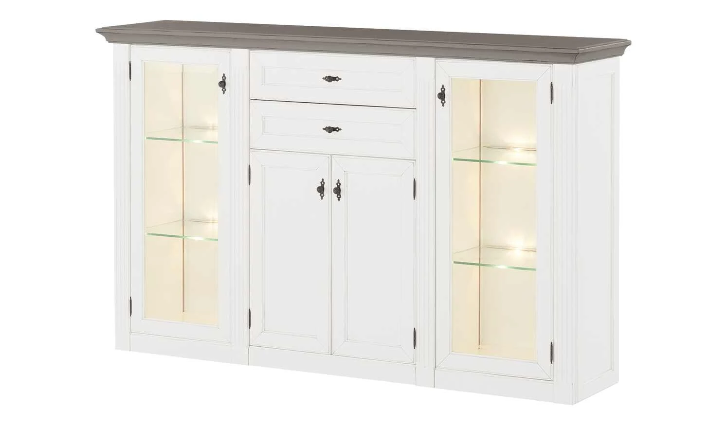 maison bleue Highboard Petit Chalet | Weiß / Graphitgrau mit Glastüren 4 maison bleue Highboard Petit Chalet | Weiß / Graphitgrau mit Glastüren – Bild 4