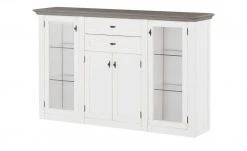 maison bleue Highboard Petit Chalet | Weiß / Graphitgrau mit Glastüren