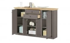 maison bleue Highboard Petit Chalet | Graphitgrau / Asteiche mit Holztüren -Kommode & Sideboards Verkäufe 13232372 7 202206232232