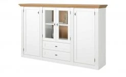maison bleue Highboard Petit Chalet | Weiß / Asteiche mit Holzboden