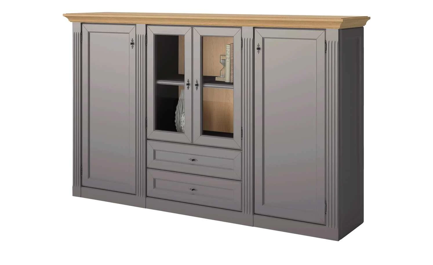 maison bleue Highboard Petit Chalet | Graphitgrau / Asteiche mit Holzboden 1 maison bleue Highboard Petit Chalet | Graphitgrau / Asteiche mit Holzboden