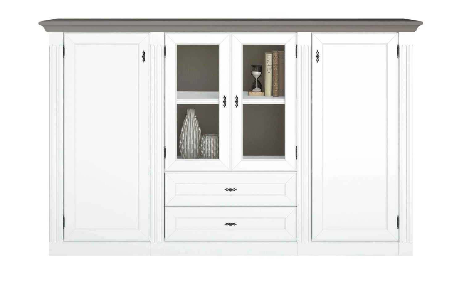 maison bleue Highboard Petit Chalet | Weiß / Graphitgrau mit Holzboden 3 maison bleue Highboard Petit Chalet | Weiß / Graphitgrau mit Holzboden – Bild 3