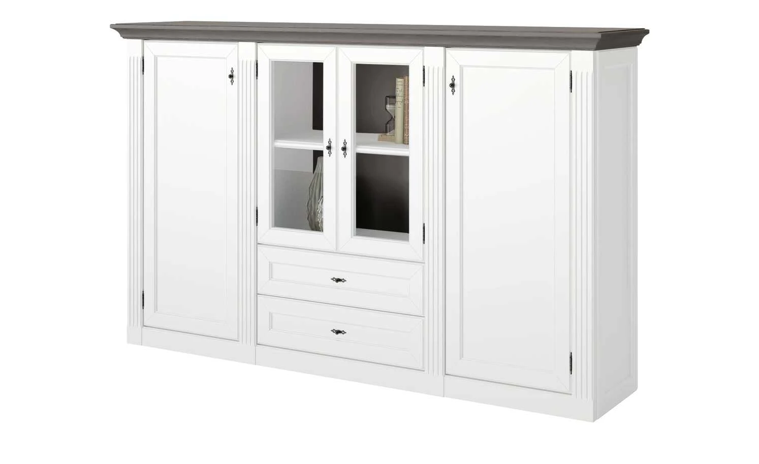 maison bleue Highboard Petit Chalet | Weiß / Graphitgrau mit Holzboden 1 maison bleue Highboard Petit Chalet | Weiß / Graphitgrau mit Holzboden