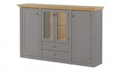maison bleue Highboard Petit Chalet | Graphitgrau / Asteiche mit Glasboden