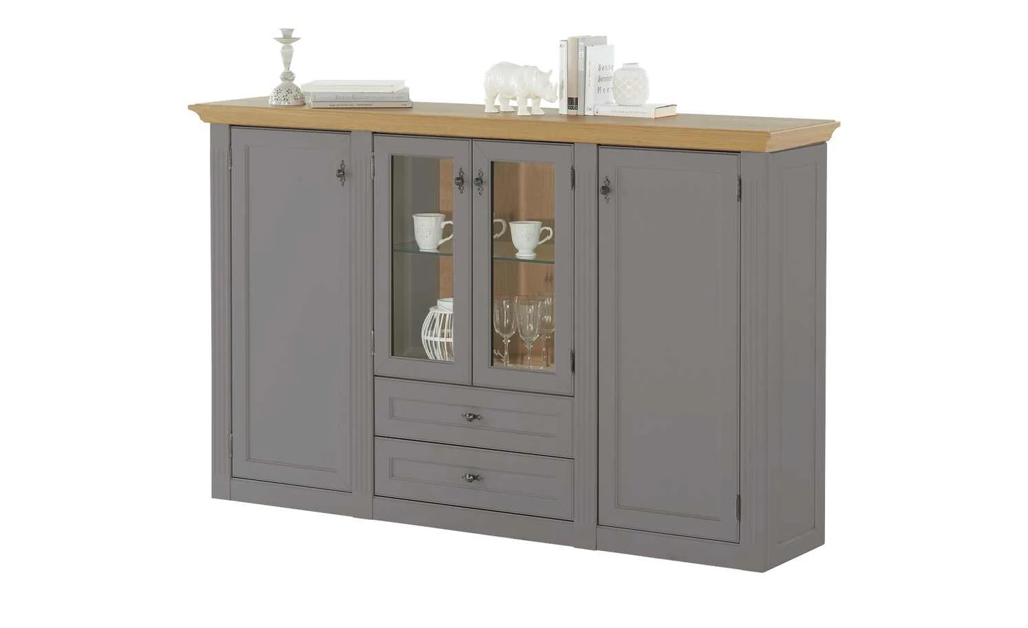 maison bleue Highboard Petit Chalet | Graphitgrau / Asteiche mit Glasboden 2 maison bleue Highboard Petit Chalet | Graphitgrau / Asteiche mit Glasboden – Bild 2